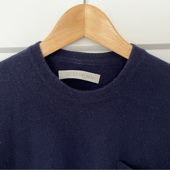 Outerknown Palisades Pocket Sweater Navy Blue Small 100% Merino Wool - Picture 3 of 7